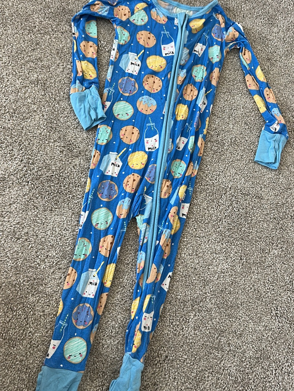Little Sleepies Blue Milk & Cookies Footed One-Piece